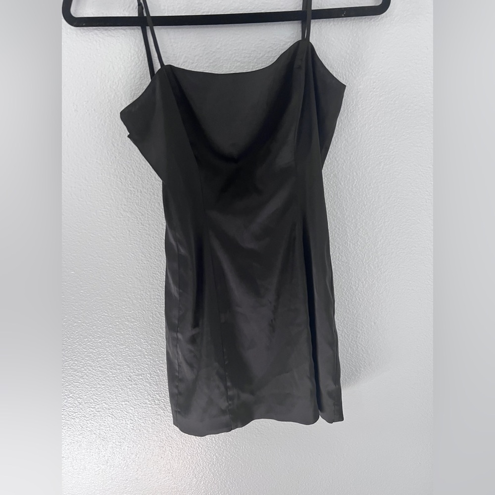 Sunday Best Satin Black Mini Dress